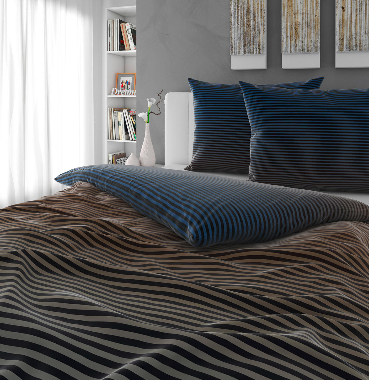 BETTWÄSCHE Satin 200/200 cm  - Blau/Gelb, Textil (200/200cm) - Novel