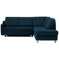 ECKSOFA in Flachgewebe Dunkelblau  227/208 cm  - Eichefarben/Rot, KONVENTIONELL, Holz/Textil (227/208cm) - Sedda