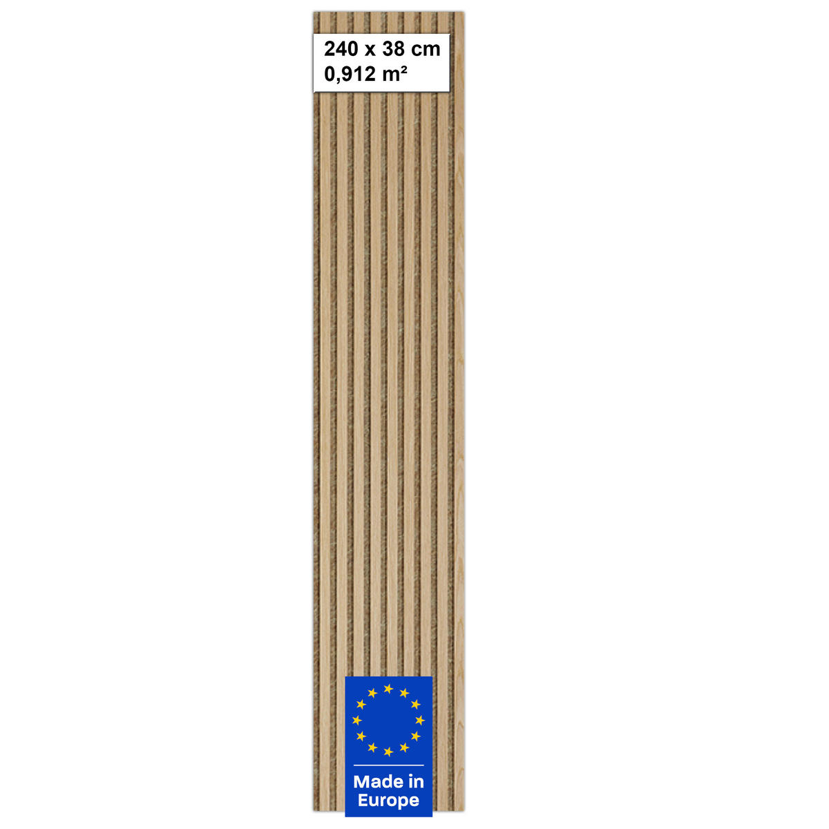 AKUSTIKPANEEL Economico Eichefarben 240/38/1,65 cm  - Eichefarben, Basics, Holzwerkstoff/Kunststoff (240/38/1,65cm)