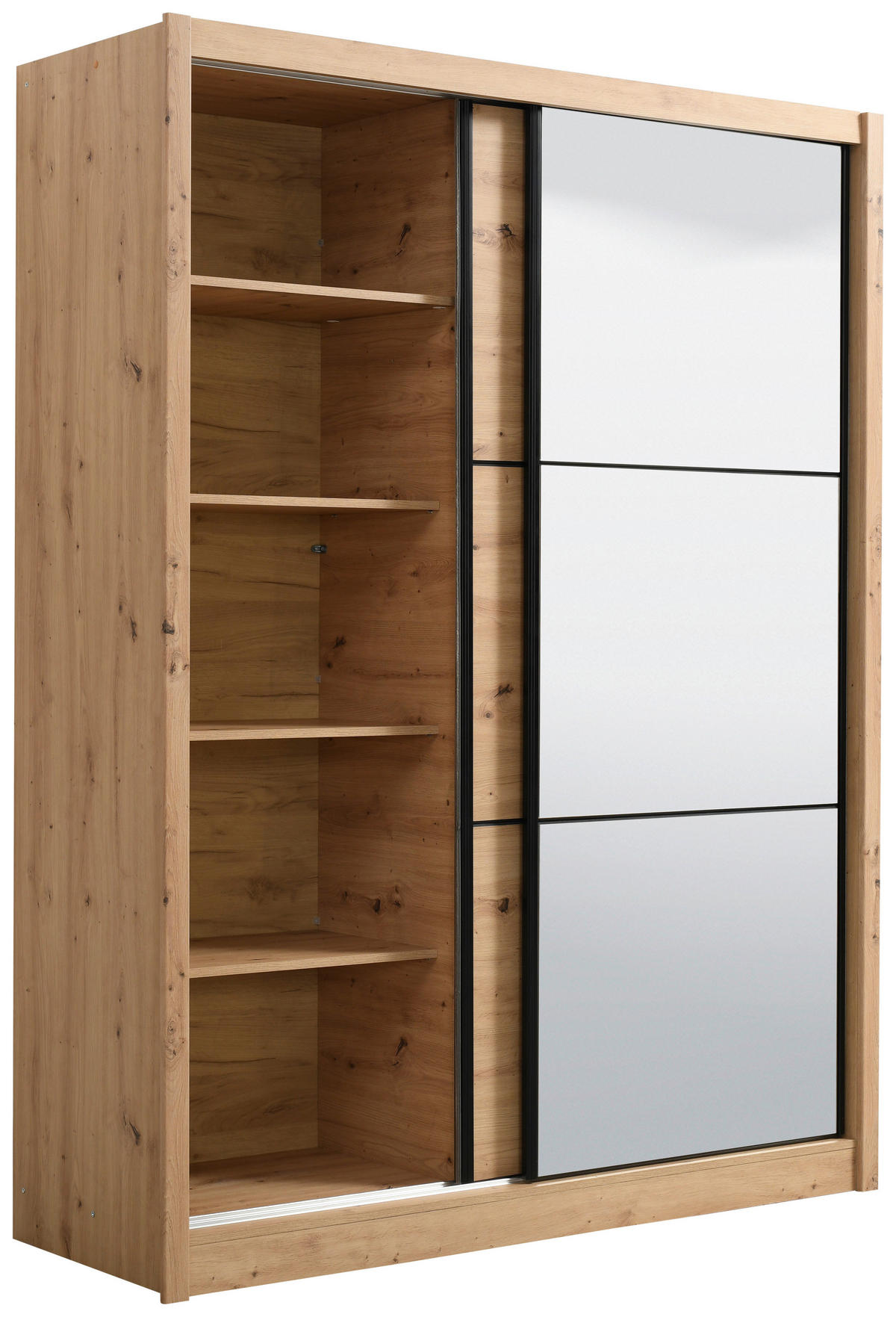 SCHIEBETÜRENSCHRANK 166/215,5/60 cm 2-türig Eiche Artisan  - Schwarz/Eiche Artisan, Basics, Glas/Holzwerkstoff (166/215,5/60cm) - Xora