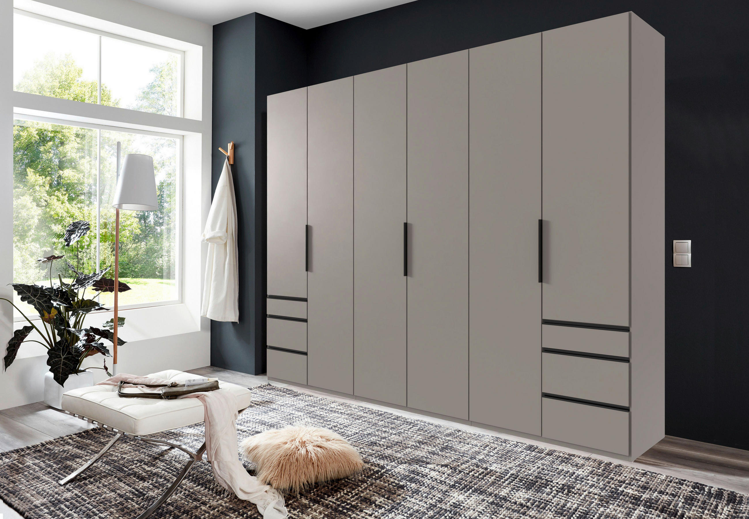 DREHTÜRENSCHRANK in Sahara  - Schwarz/Sahara, Konventionell, Holzwerkstoff/Metall (300/236/58cm) - Hom`in