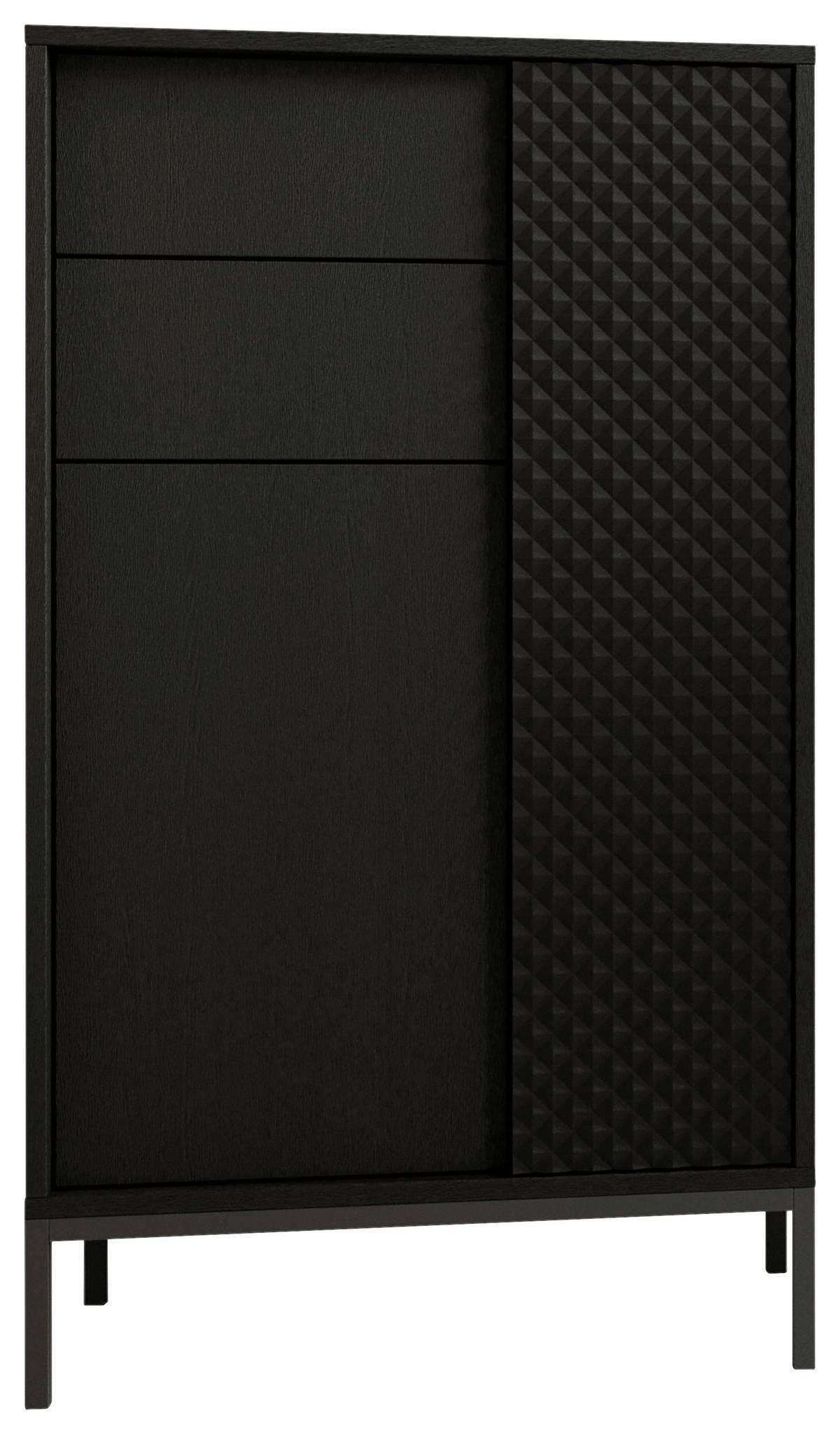 MIDISCHRANK 60/106/32 cm  - Schwarz, MODERN, Holzwerkstoff/Metall (60/106/32cm) - MID.YOU