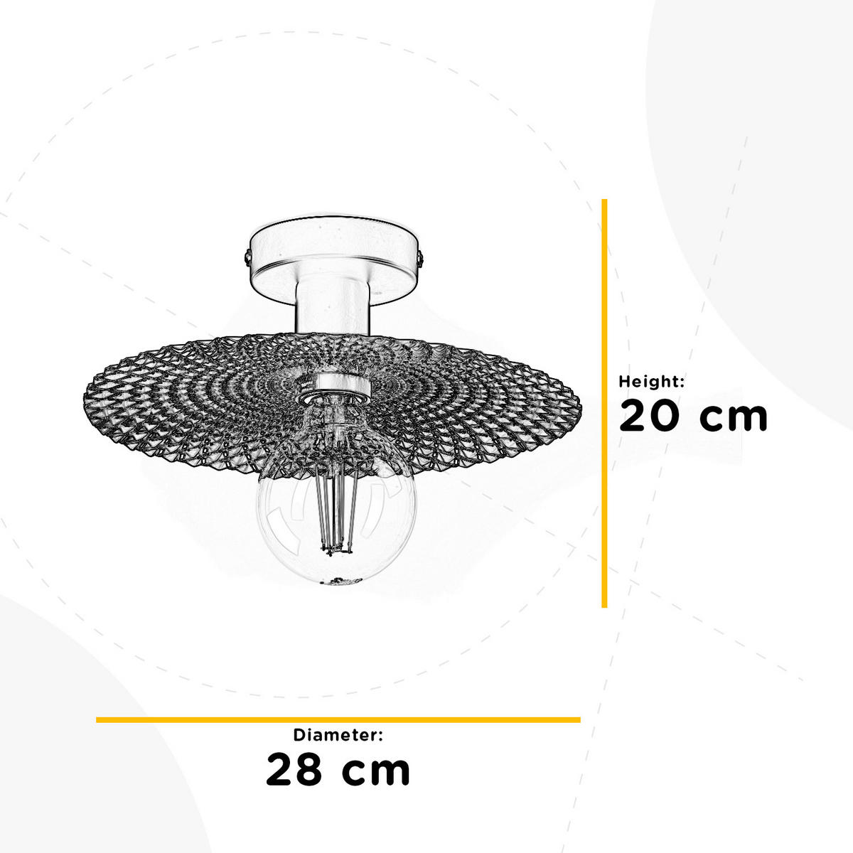 DECKENLEUCHTE  28/20 cm    - Goldfarben/Schwarz, Natur, Metall (28/20cm)