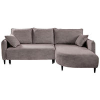 ECKSOFA Taupe Struktur  - Taupe/Schwarz, Design, Holz/Textil (244/165cm) - MID.YOU