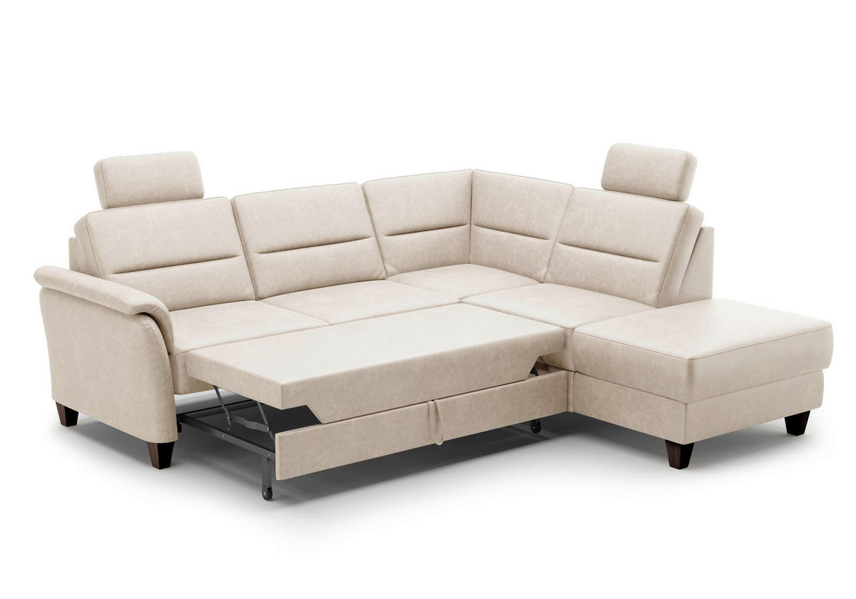 ECKSOFA in Mikrofaser Beige  236/212 cm  - Wengefarben/Beige, KONVENTIONELL, Holz/Textil (236/212cm) - Sit & More