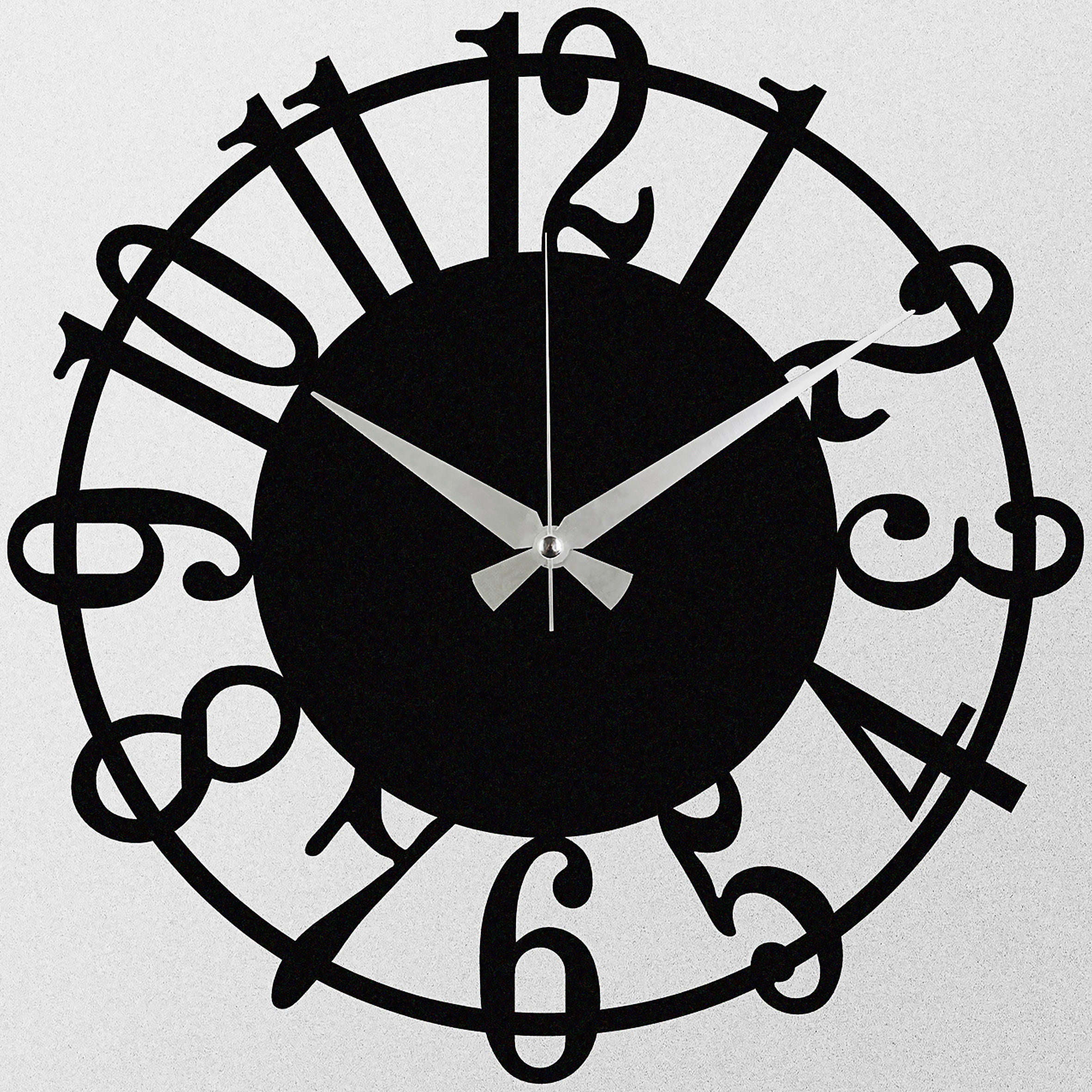 WANDUHR Schwarz 48/48/0,12 cm  - Schwarz, LIFESTYLE, Metall (48/48/0,12cm)