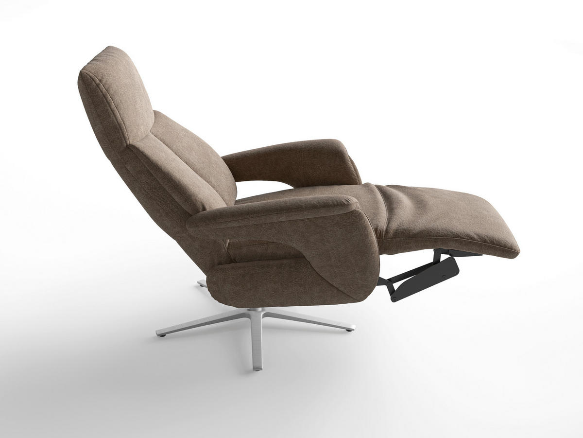 RELAXSESSEL in Textil Braun  - Silberfarben/Braun, Basics, Textil/Metall (75/110/85cm) - Sit & More