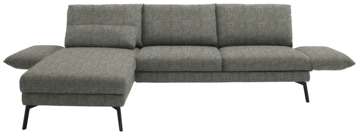 ECKSOFA in Flachgewebe Taupe  175/277 cm  - Taupe/Schwarz, Design, Textil/Metall (175/277cm) - Schöner Wohnen