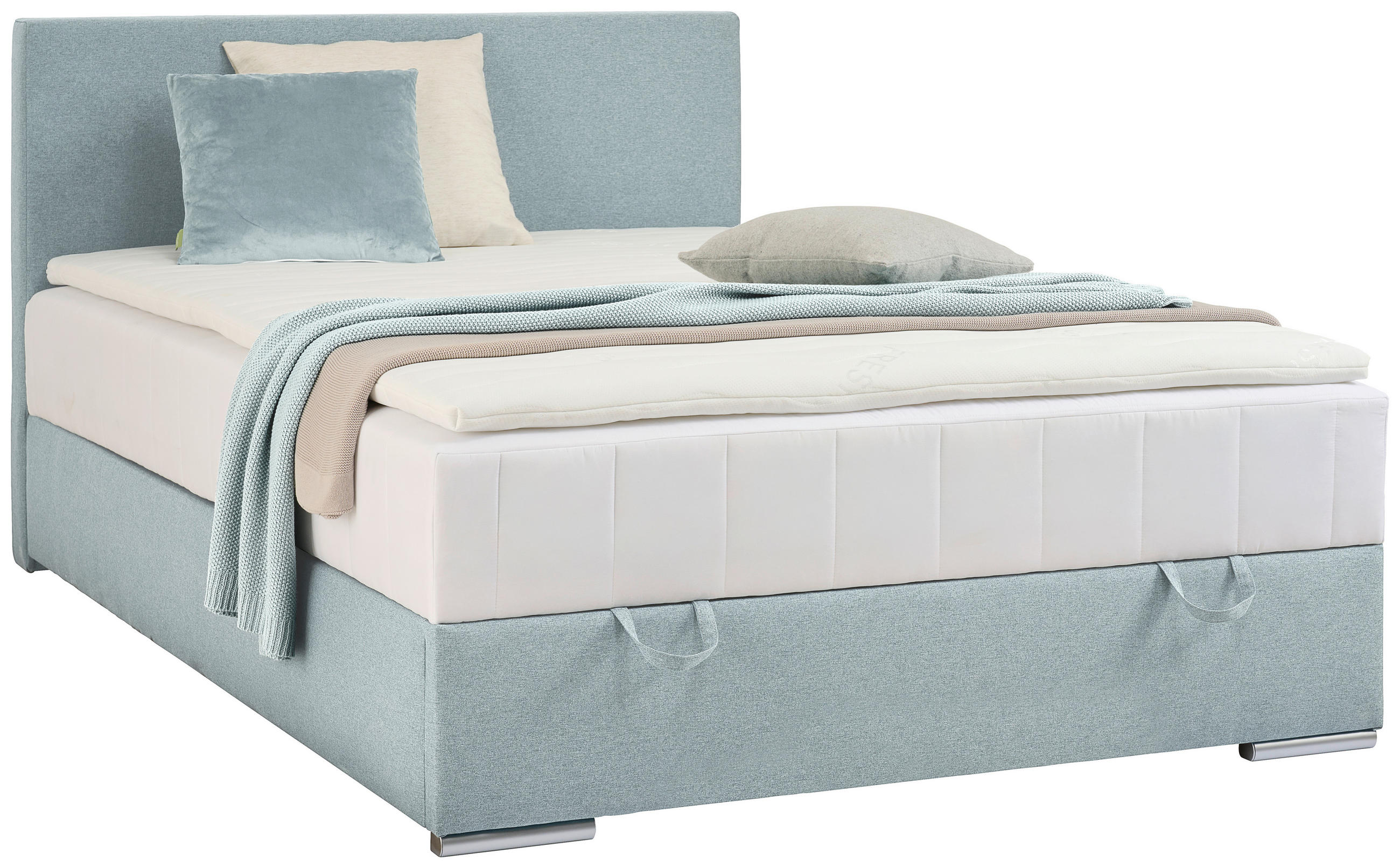 BOXBETT 90/200 cm  in Hellblau  - Chromfarben/Hellblau, KONVENTIONELL, Kunststoff/Textil (90/200cm) - Carryhome