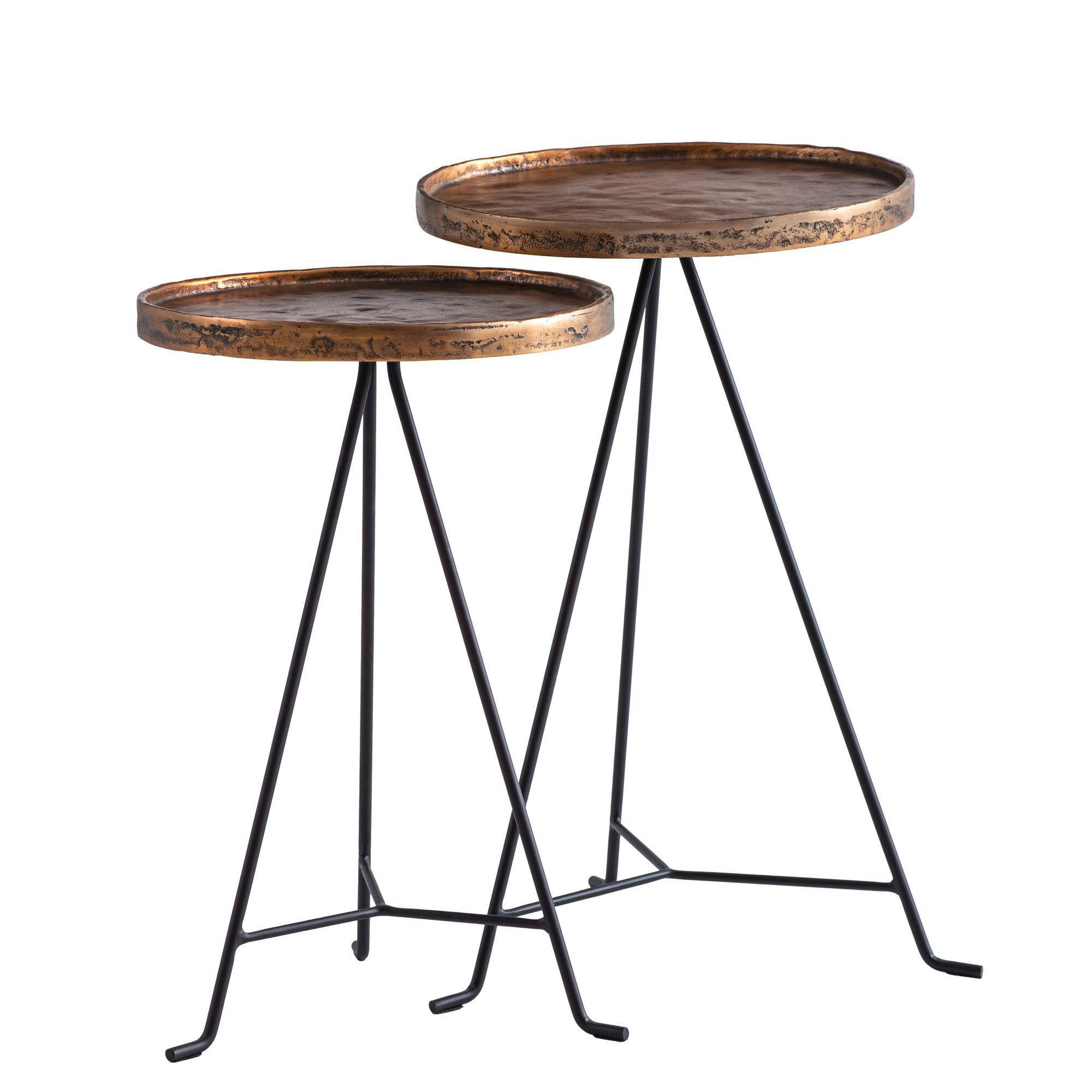 BEISTELLTISCHSET rund Goldfarben  - Goldfarben/Schwarz, Design, Metall - Livetastic
