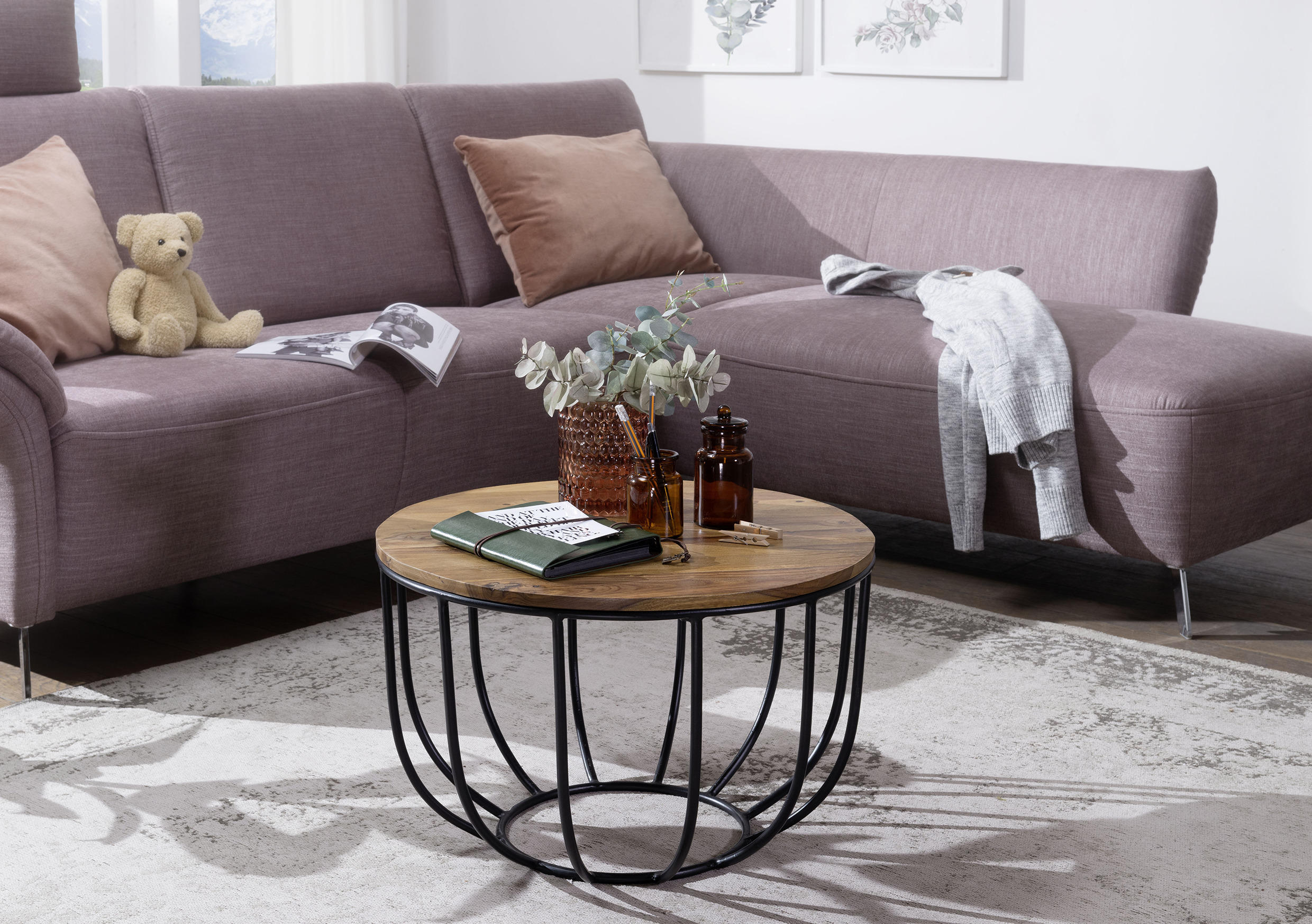 SOFFBORD i trä 60/60/39 cm  - sheshamfärgad/svart, Design, metall/trä (60/60/39cm) - MID.YOU