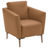 SESSEL Echtleder Haselnussfarben  - Eichefarben/Beige, Natur, Leder/Holz (75/84/76cm) - Valnatura
