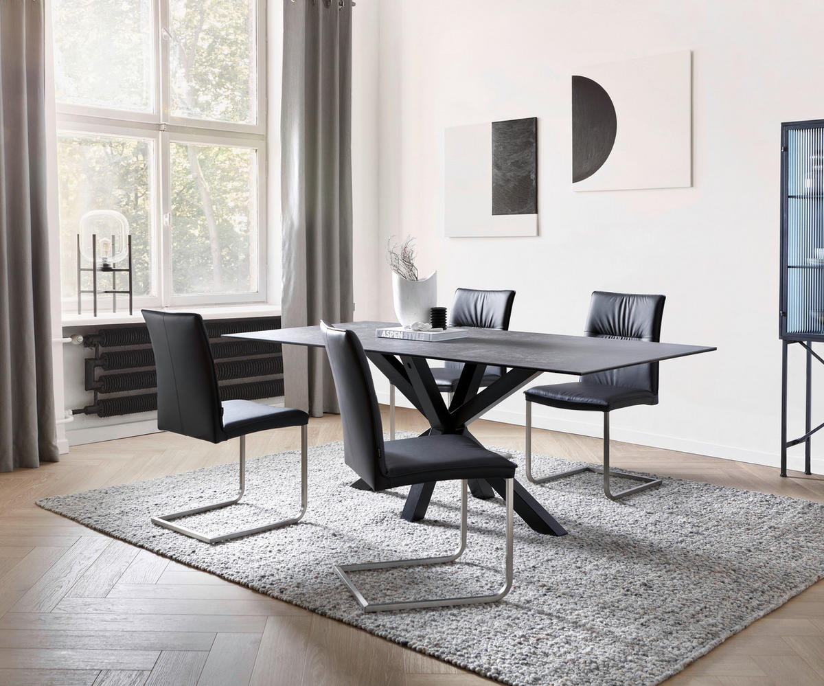STOL ZA BLAGOVAONICU  crna, tamno siva  metal, keramika      - tamno siva/crna, Moderno, metal/keramika (200/100/75cm) - Livetastic