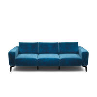 3-SITZER-SOFA Samt Blau  - Blau/Schwarz, Design, Textil/Metall (250/86/86-94cm) - SENSOO