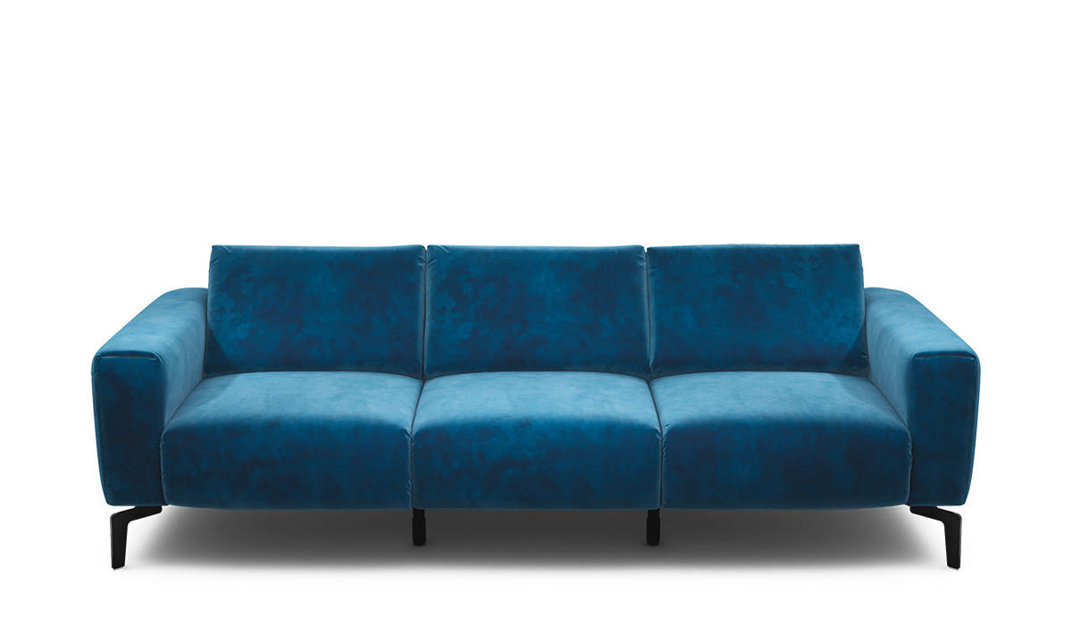 3-SITZER-SOFA Samt Blau  - Blau/Schwarz, Design, Textil/Metall (250/86/86-94cm) - SENSOO