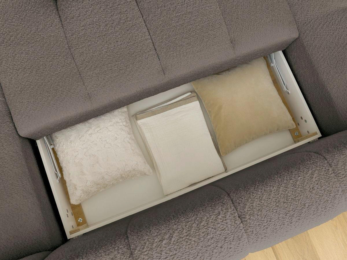 WOHNLANDSCHAFT  FUJI  Taupe Bouclé  - Taupe/Schwarz, MODERN, Kunststoff/Textil (204/377/160cm)