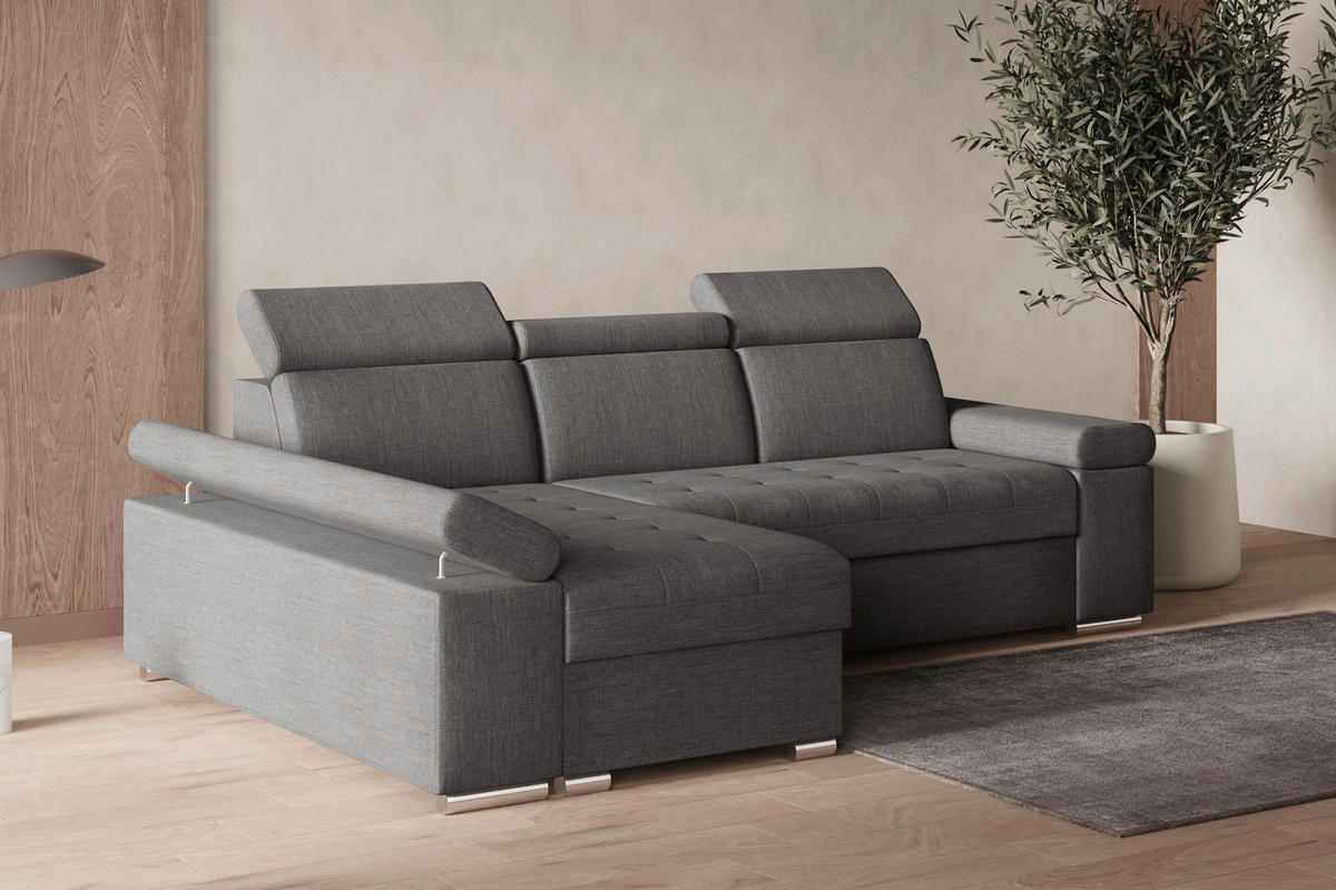 ECKSOFA TORONTO in Webstoff Grau  - Silberfarben/Hellgrau, Design, Textil (168/260cm) - MID.YOU