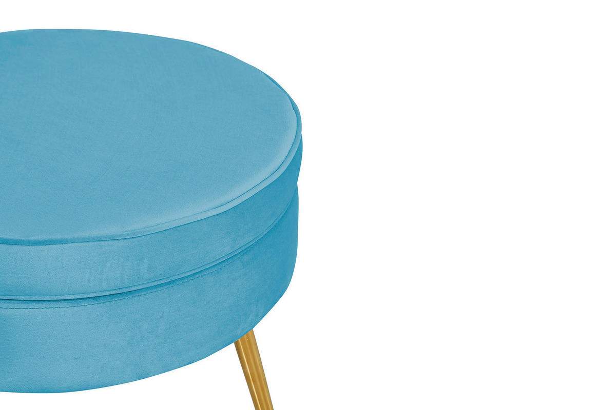 HOCKER in Textil Blau  - Blau/Goldfarben, MODERN, Textil/Metall (52/41/52cm) - Livetastic