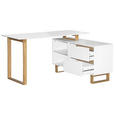 ECKSCHREIBTISCH 140/120/75 cm  in Weiß, Eichefarben  - Eichefarben/Weiß, MODERN, Holz/Holzwerkstoff (140/120/75cm) - Venda