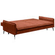 SCHLAFSOFA  mit Liegefunktion, Rücken echt Chenille Terracotta  - Terracotta/Schwarz, KONVENTIONELL, Textil/Metall (223/89/107cm) - Carryhome