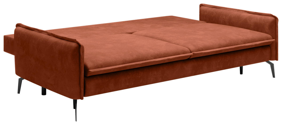 SCHLAFSOFA Chenille Terracotta  - Terracotta/Schwarz, KONVENTIONELL, Textil/Metall (223/89/107cm) - Carryhome