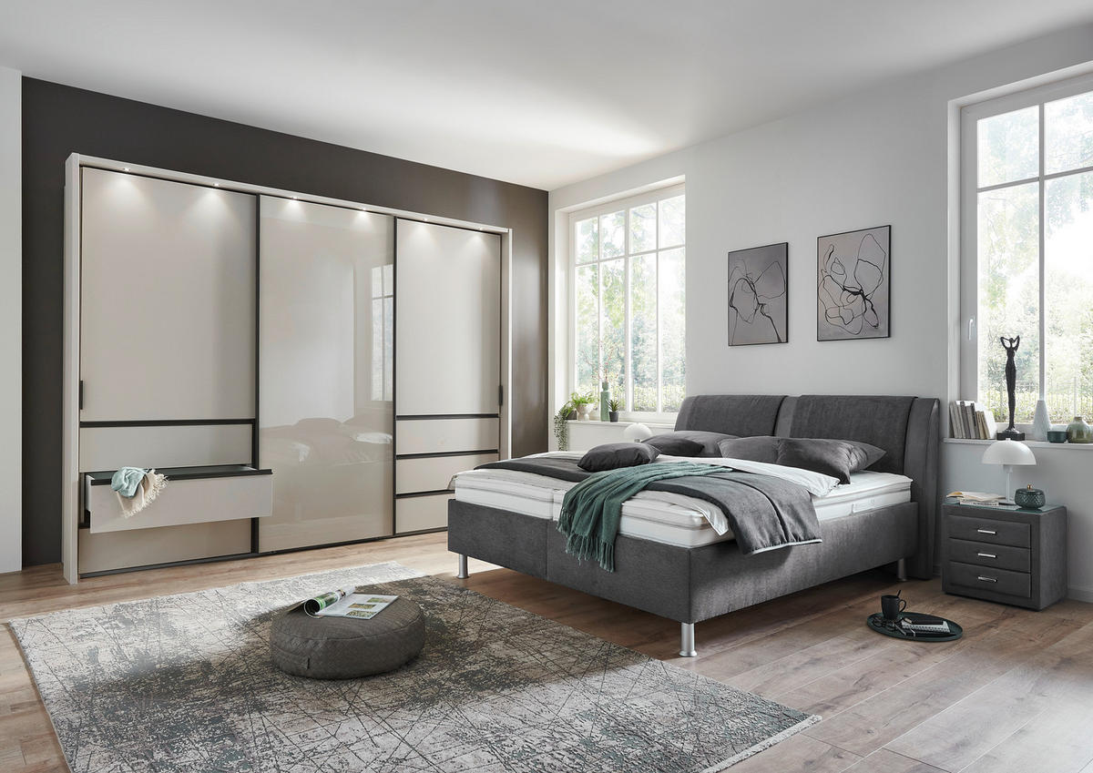 POLSTERBETT 180/200 cm  in Anthrazit, Grau  - Weiss/Anthrazit, Konventionell, Holz/Holzwerkstoff (180/200cm) - Beldomo - Sleep