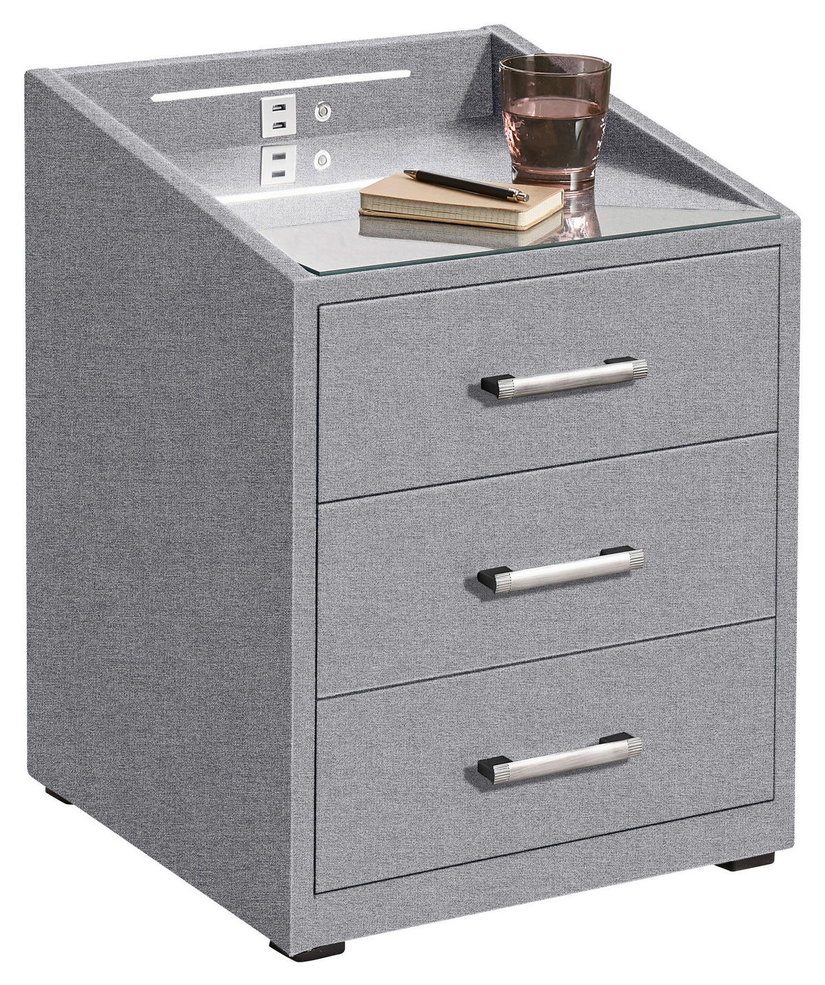 NACHTSCHRANK 47/61/46 cm  - Silberfarben/Grau, Basics, Holzwerkstoff/Kunststoff (47/61/46cm) - MID.YOU