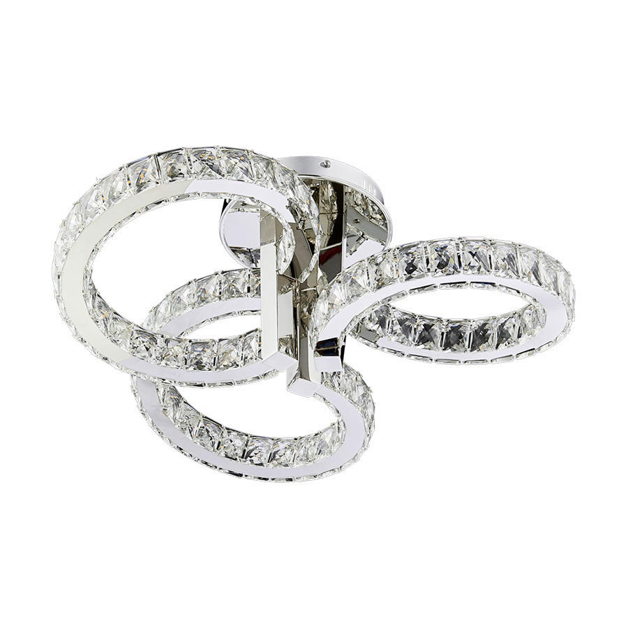 LED MENNYEZETI LÁMPA - nemesacélszínű, Basics, üveg/fém (62cm)