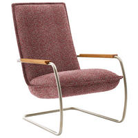 SESSEL in Flachgewebe Rot  - Edelstahlfarben/Eichefarben, Design, Holz/Textil (76/105/87cm) - Koinor