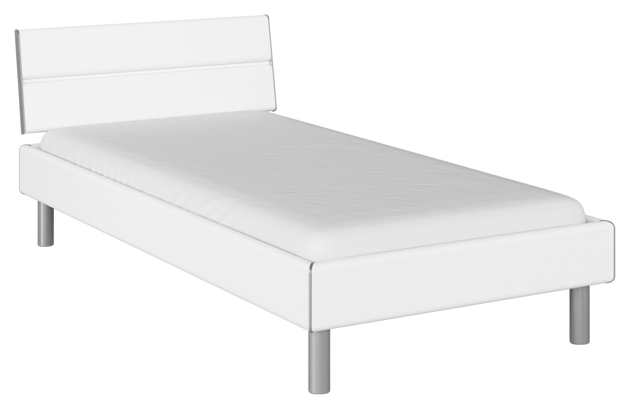 BETT 100/200 cm  in Weiß  - Alufarben/Weiß, Design, Metall (100/200cm) - Carryhome