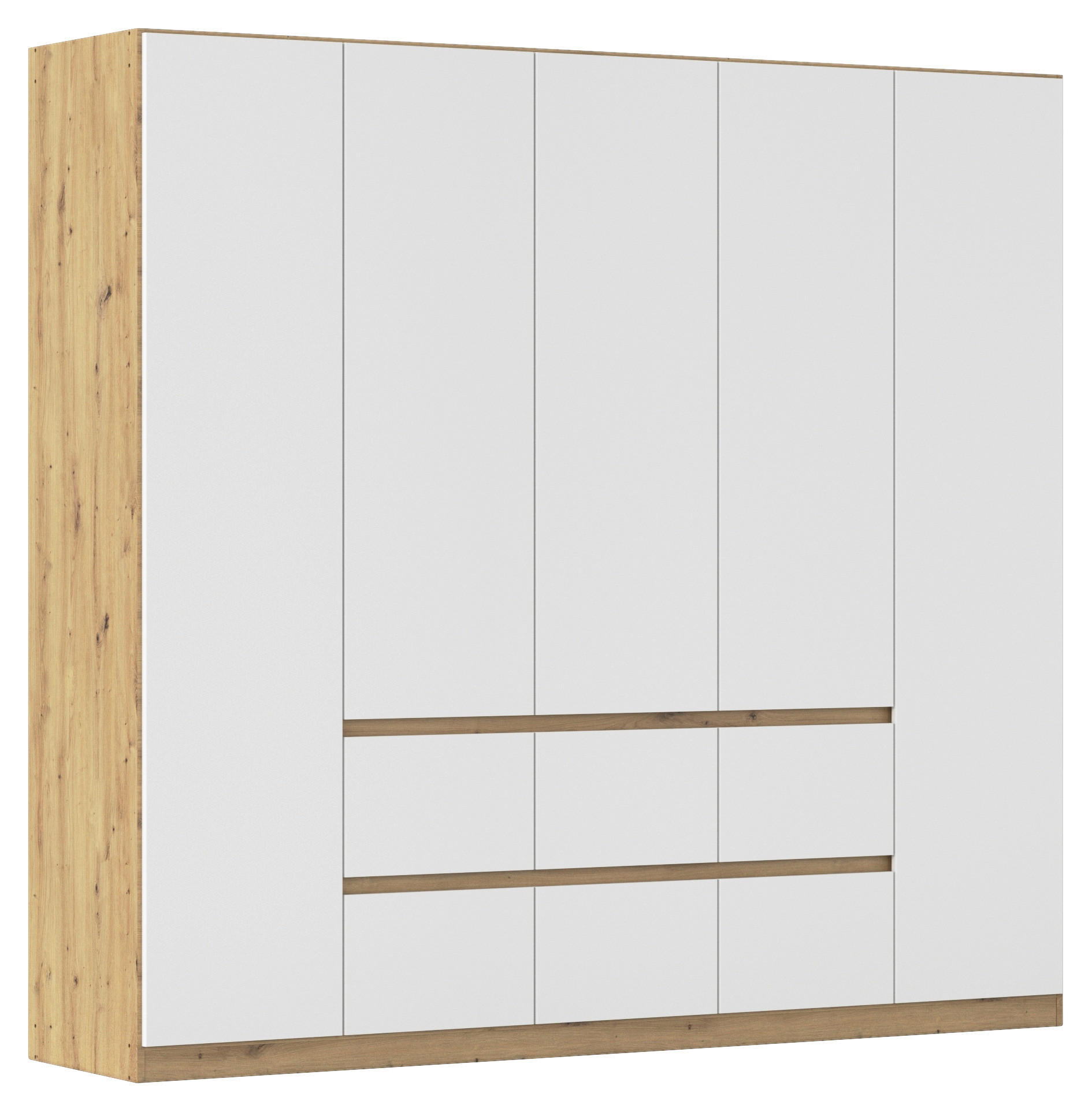 DREHTÜRENSCHRANK 226/210/54 cm 5-türig Weiß, Eiche Artisan  - Weiß/Eiche Artisan, Basics, Holzwerkstoff (226/210/54cm) - Rauch Möbel