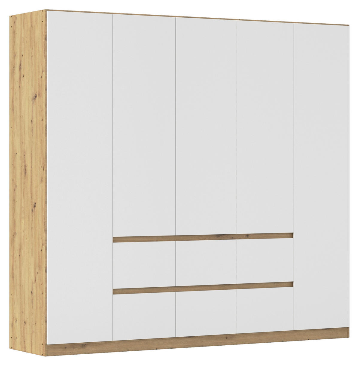 DREHTÜRENSCHRANK in Weiss, Eiche Artisan  - Weiss/Eiche Artisan, Basics, Holzwerkstoff (226/210/54cm) - Rauch Möbel