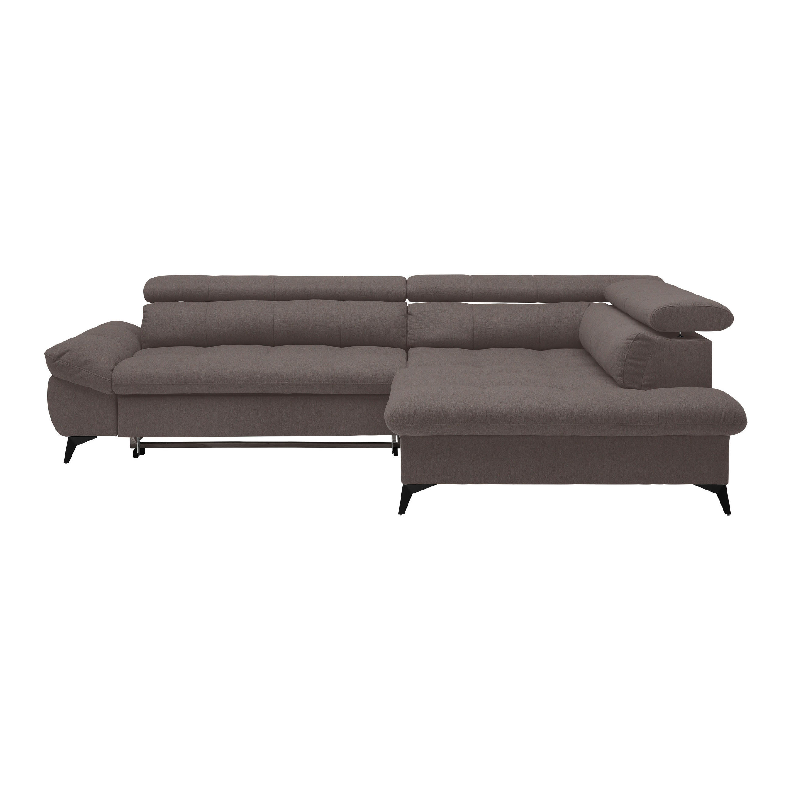 ECKSOFA Chenille Graphitfarben  - Schwarz/Graphitfarben, Modern, Textil/Metall (296/201cm) - Livetastic
