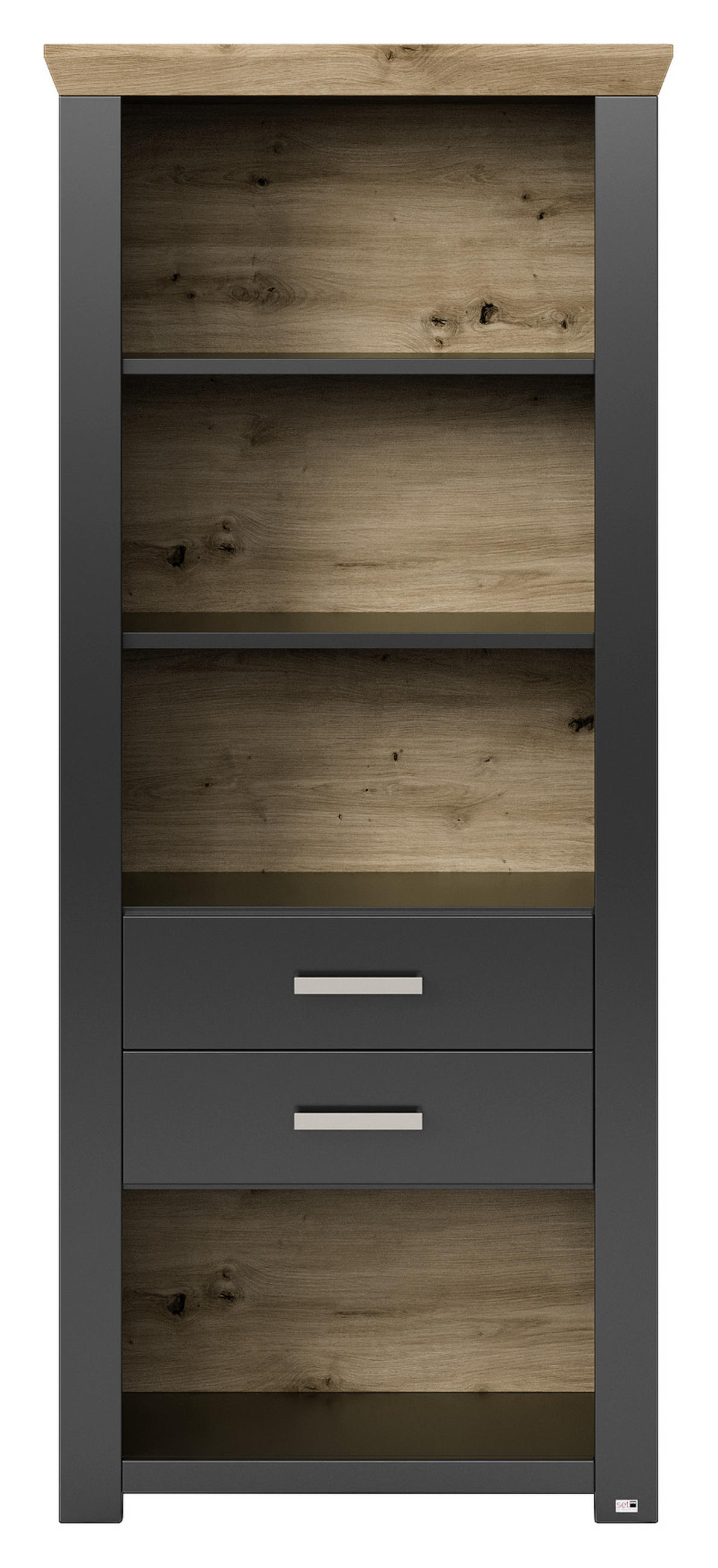 REGAL Graphitfarben, Eiche Artisan  - Graphitfarben/Eiche Artisan, Design, Holzwerkstoff/Metall (74,5/174,6/42,2cm) - SetOne by Musterring