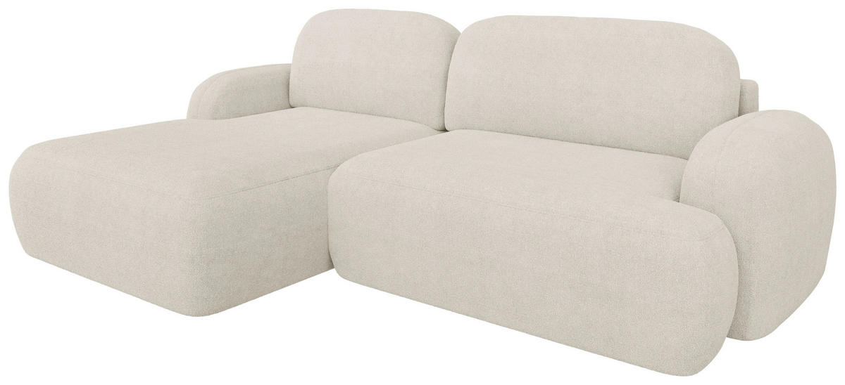 ECKSOFA Sevilla Plus in Bouclé Creme  275/175 cm  - Creme/Schwarz, Design, Kunststoff/Textil (275/175cm) - MID.YOU