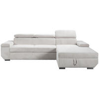 ECKSOFA LARS Creme Cord  - Chromfarben/Creme, Basics, Kunststoff/Textil (268/189cm) - Livetastic