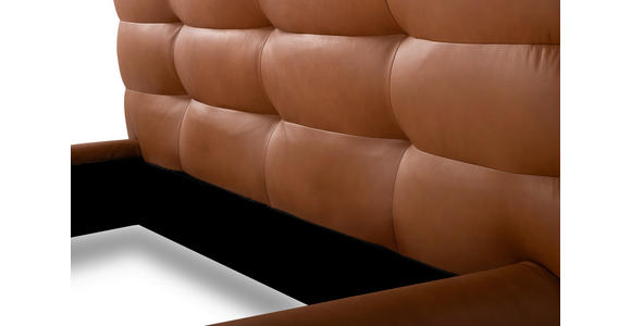 POLSTERBETT 180/200 cm,  in Cognac, gepolstertes Kopfteil,  - Cognac/Schwarz, Design, Leder/Metall (180/200cm) - Esposa