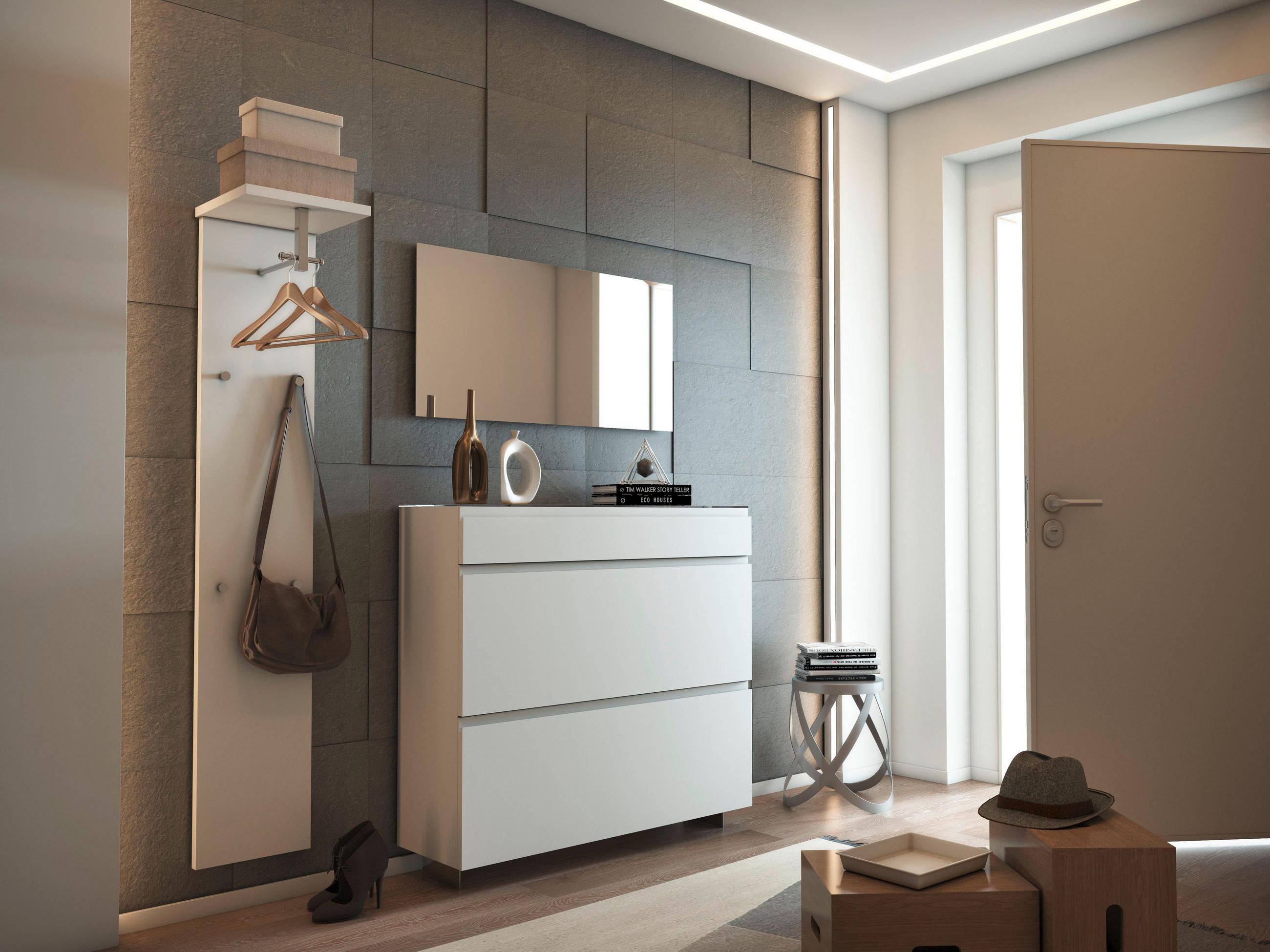 HÄNGESCHUHSCHRANK Sandfarben - Sandfarben, Design, Glas/Holzwerkstoff (110/96/33cm) - Moderano