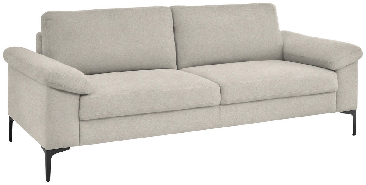 3-SITZER-SOFA in Flachgewebe Naturfarben, Beige  - Beige/Schwarz, Design, Textil/Metall (226/89/97cm) - Pure Home Lifestyle