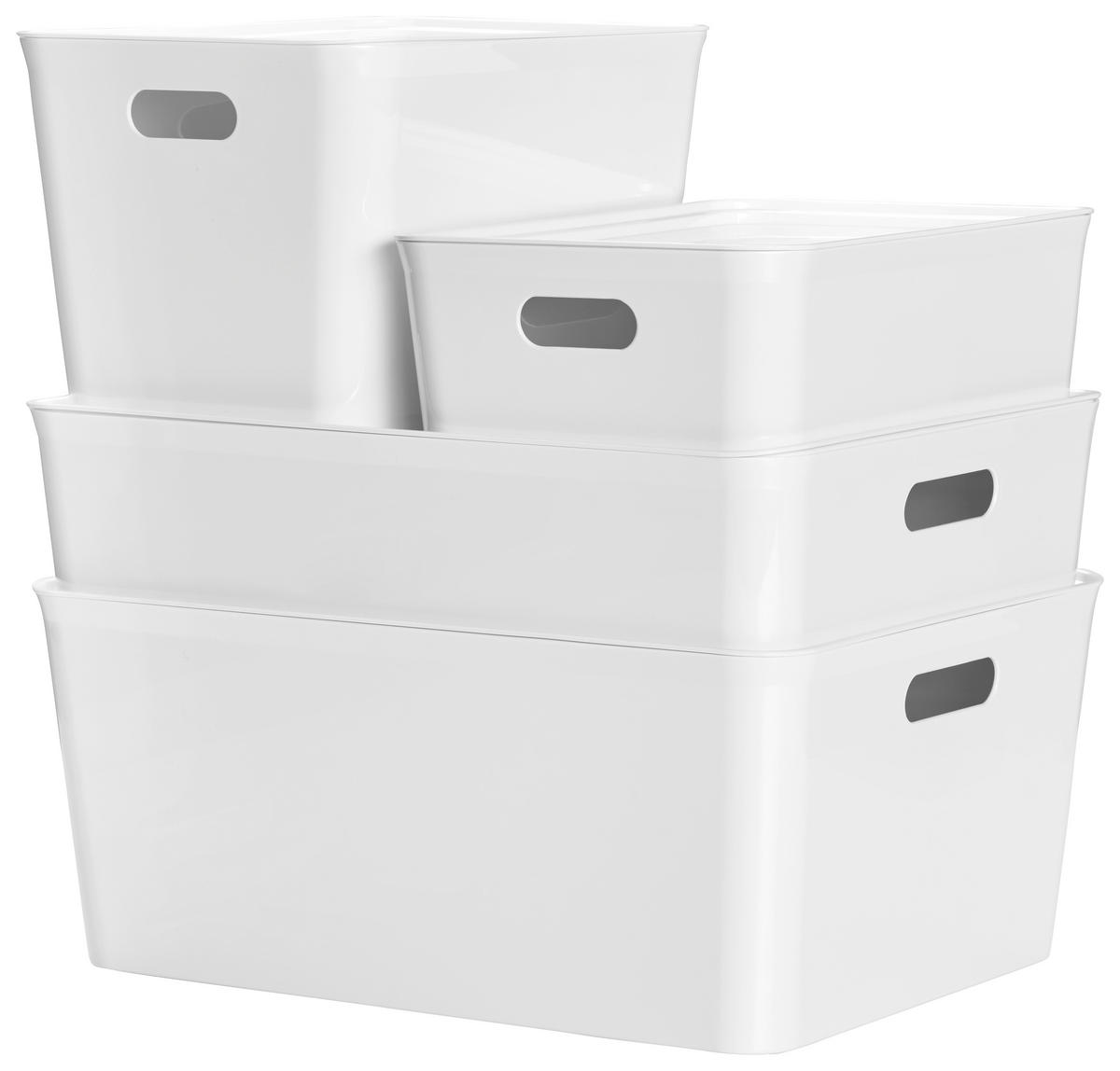 AUFBEWAHRUNGSBOXEN-SET  - Weiß, Basics, Kunststoff - Homeware