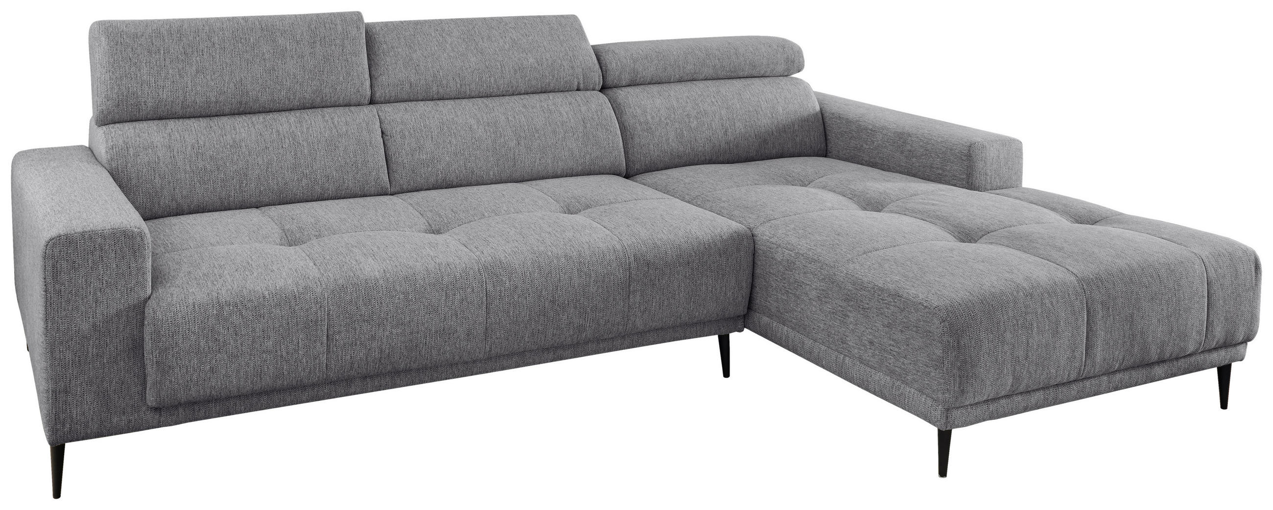 ECKSOFA Dunkelgrau Chenille  - Dunkelgrau/Schwarz, KONVENTIONELL, Textil/Metall (276/188cm) - Livetastic
