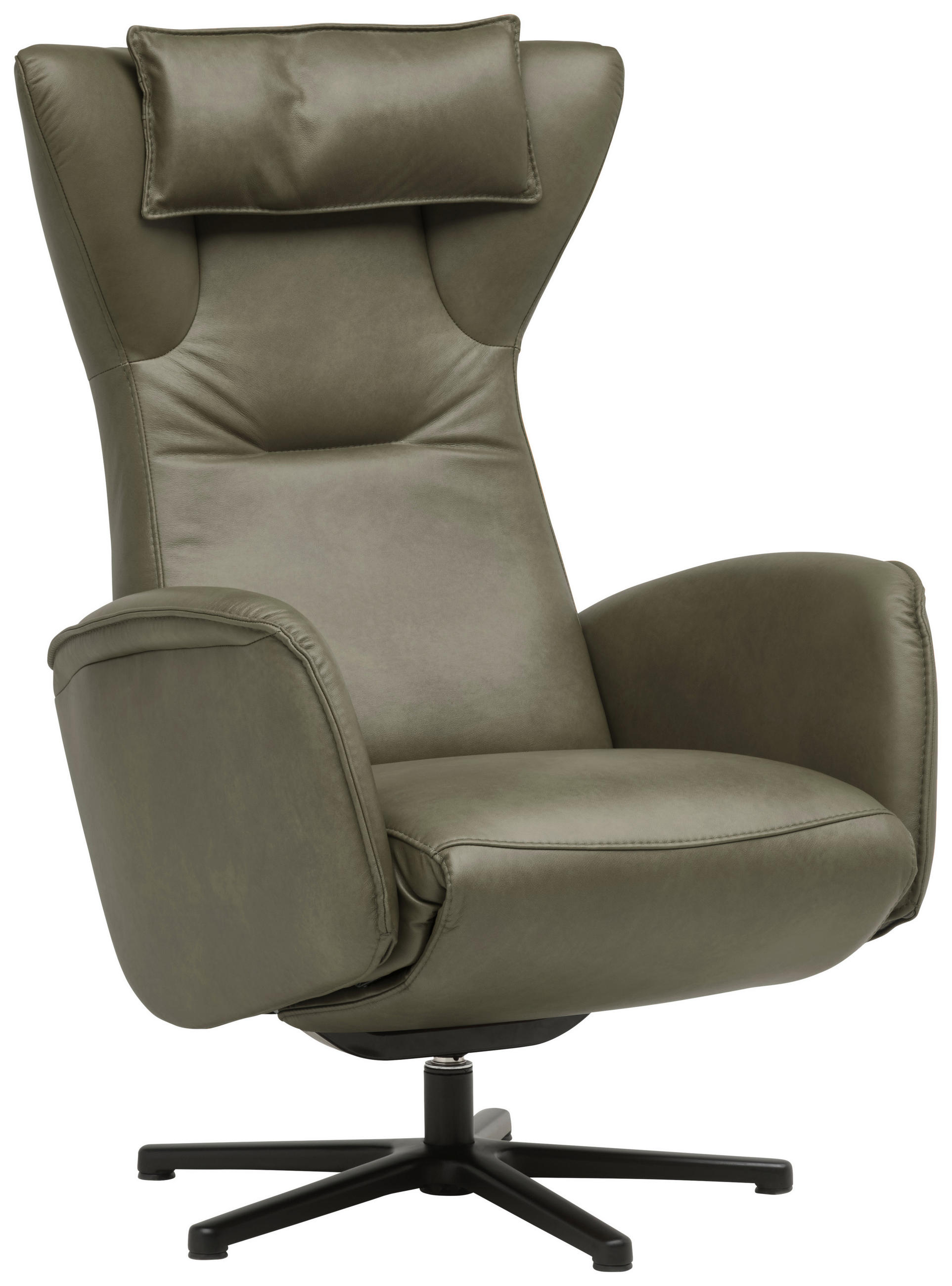 RELAXSESSEL Leder Graugrün  - Schwarz/Graugrün, Design, Leder/Metall (75/106/86cm) - Valdera