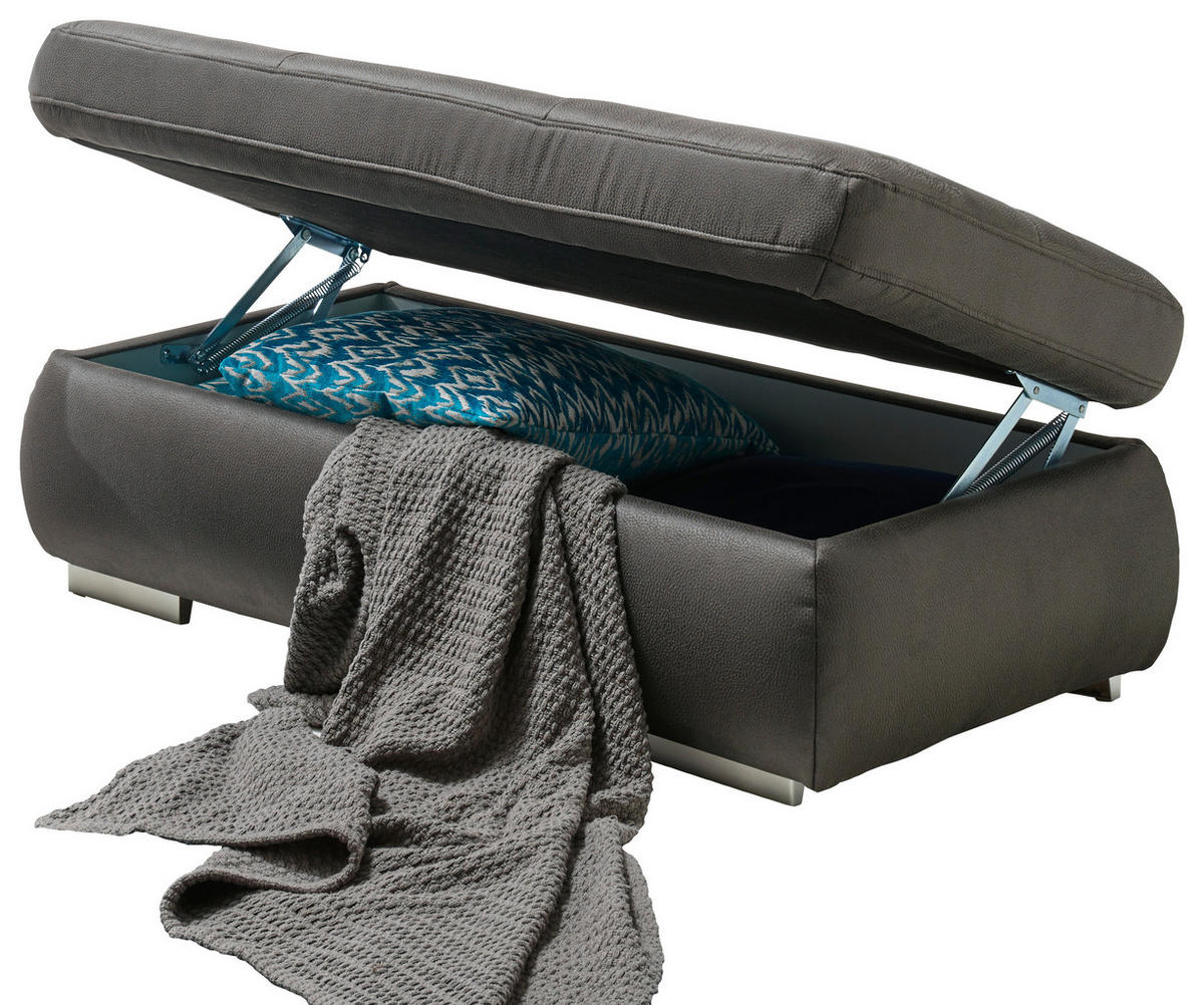 HOCKERTextil Grau  - Silberfarben/Grau, Design, Textil/Metall (129/47/64cm) - Beldomo Style