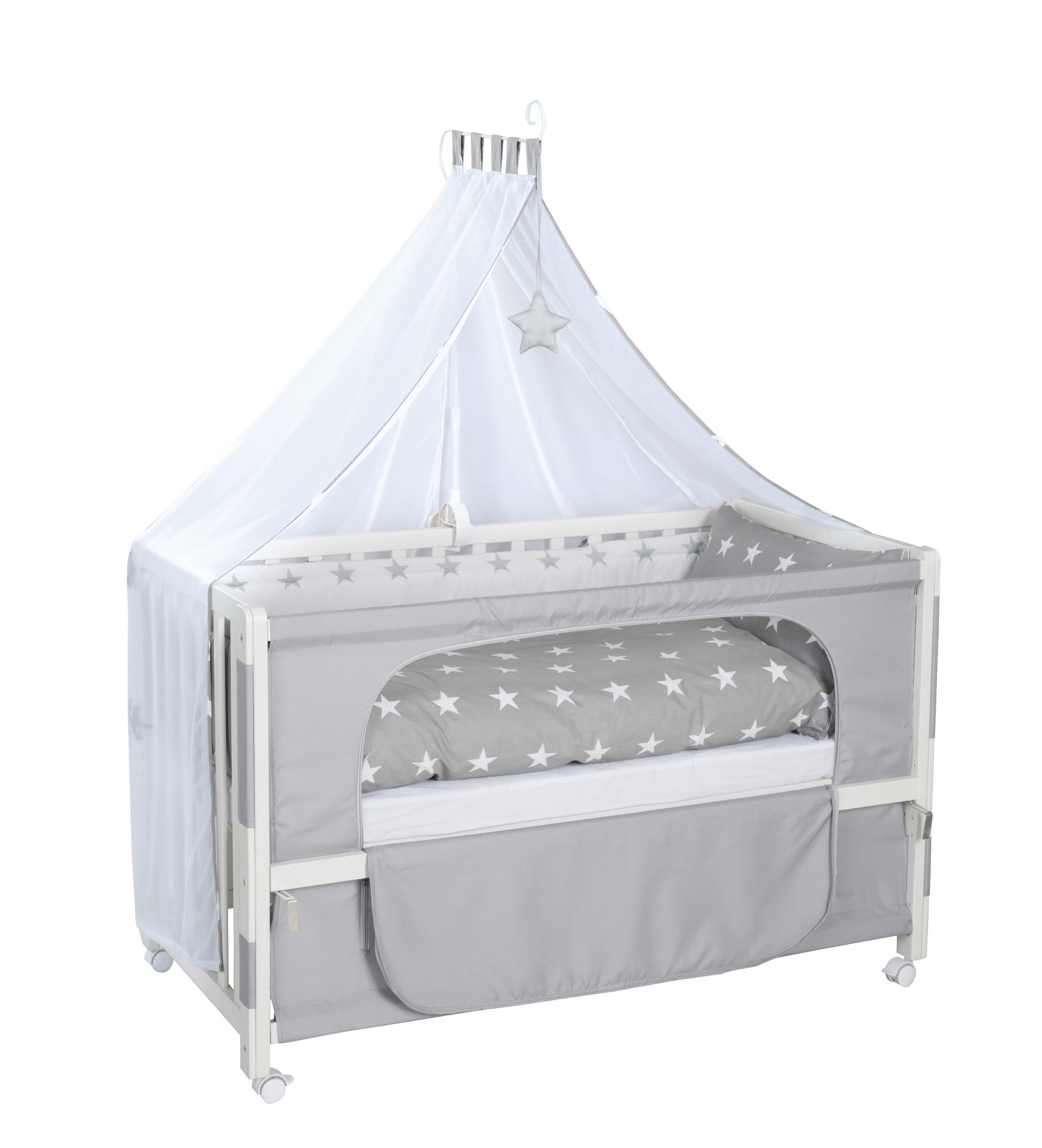GITTERBETT-KOMPLETTSET Room Bed Little Stars 60/120 cm  - Weiß/Grau, Basics, Holz/Textil (60/120cm) - Roba