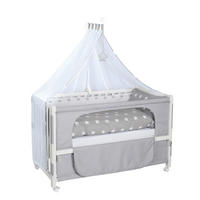 SET DO POSTÝLKY S PŘÍČKAMI   - šedá/bílá, Basics, dřevo/textil (60/120cm) - Roba