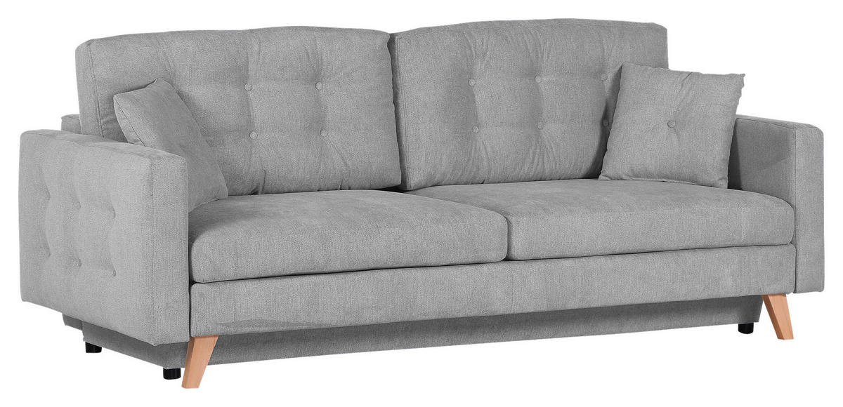 BÄDDSOFFA i flatväv ljusgrå  - ljusgrå/naturfärgad, Klassisk, textil (225/70/98cm) - Livetastic