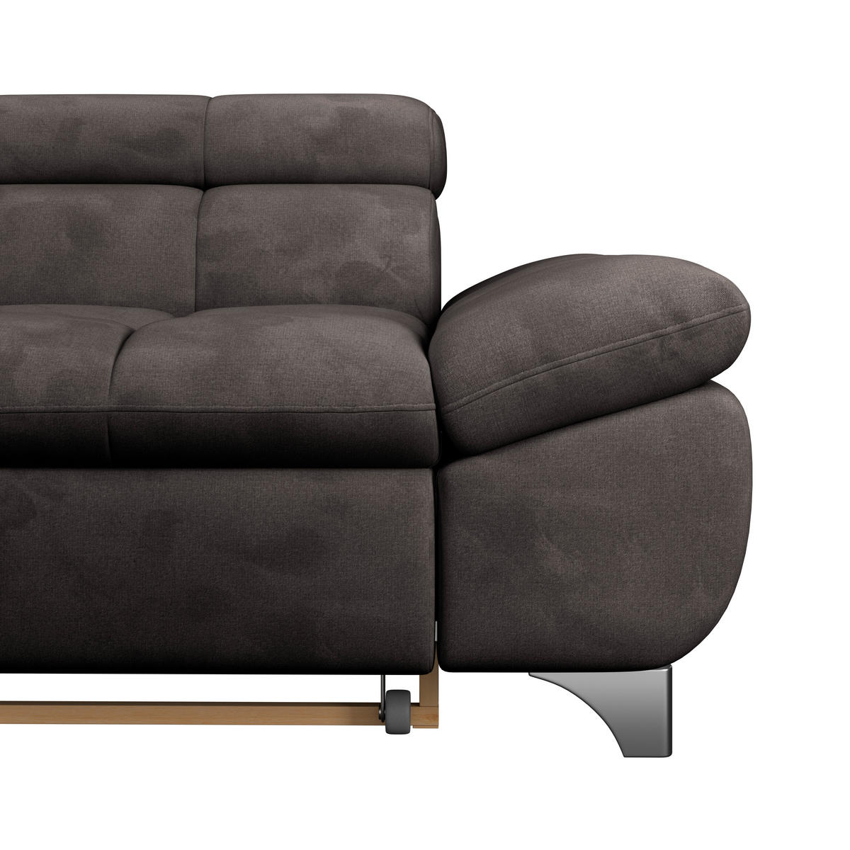 ECKSOFA Graubraun Chenille  - Chromfarben/Graubraun, KONVENTIONELL, Textil/Metall (234/312cm) - Livetastic