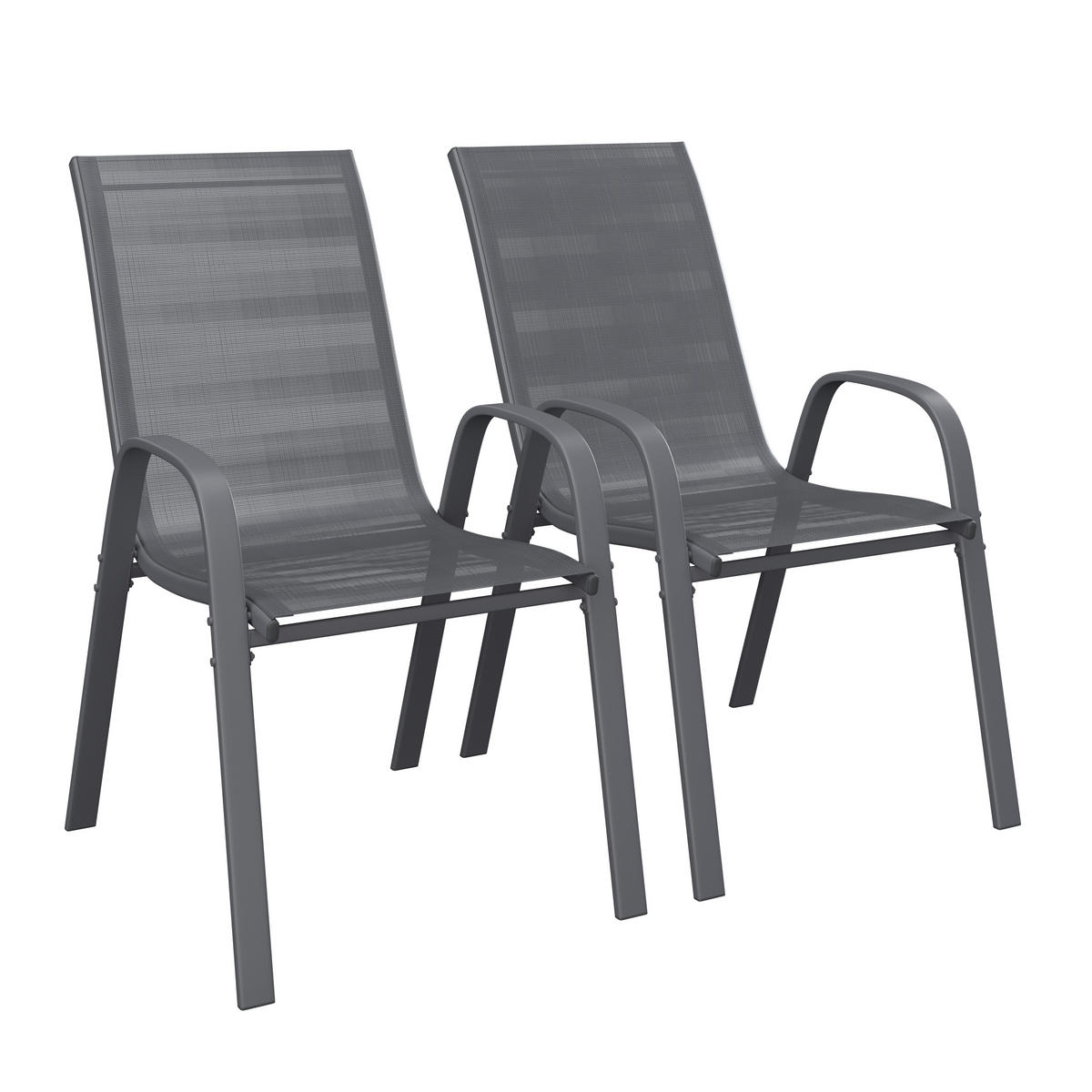 GARTENSESSEL-SET Metall, Textil Anthrazit  - Anthrazit, MODERN, Textil/Metall (54/90/72cm) - Ambia Garden