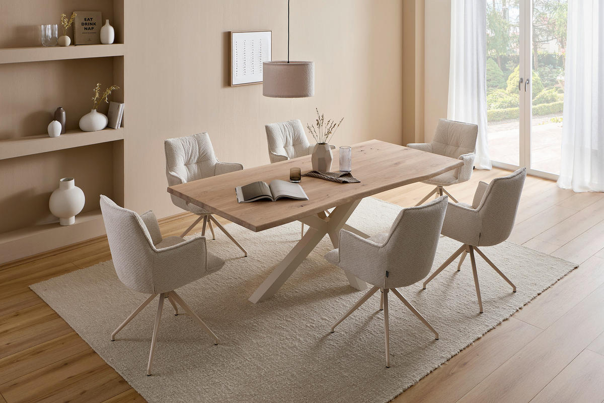 ARMLEHNSTUHL  in Eisen Chenille  - Creme, Design, Textil/Metall (59/89,5/63cm) - Niels Andersson