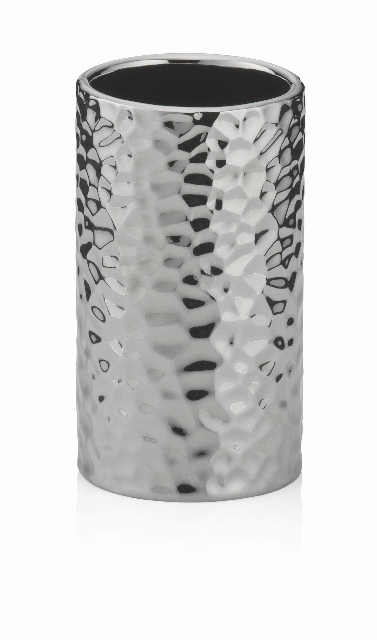 ZAHNPUTZBECHER  - Silberfarben, Basics, Keramik (6,5/11/6,5cm) - Kela